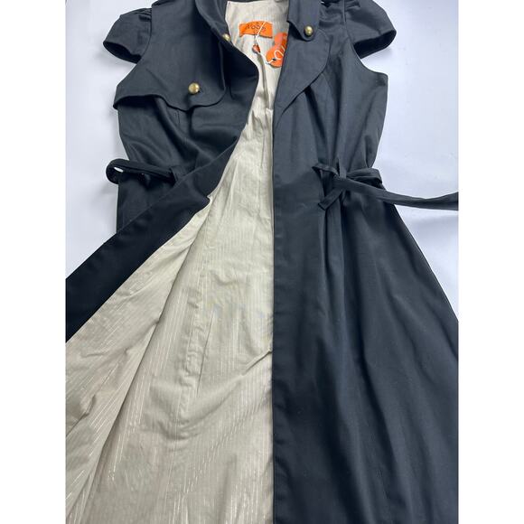 NWT Voom by Joy Han Size Medium Black Cotton Canvas Trench Coat Steampunk Y2K - Picture 10 of 14